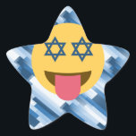 Sticker Étoile hanoukka chanukkah emoji<br><div class="desc">chanukka, chanukkah, emoji, drôle, hannukah, Hanoukka, hanoukka emoji, hanoukka, visage heureux, hébreu, jours fériés, juif, juif, judaïsme, étoile de david, jaune bleu, passover, yom Kippour, rayé, bleu, blanc, pastel - "star de david""emoji juif""hanoukka emoji" kah emoji" emoji emoticon "happy face""vacances juives" "star de david emoji""star de david happy face""rosh hashanah"...</div>
