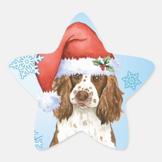 Sticker Étoile Happy Howliday English Springer Spaniel (Devant)