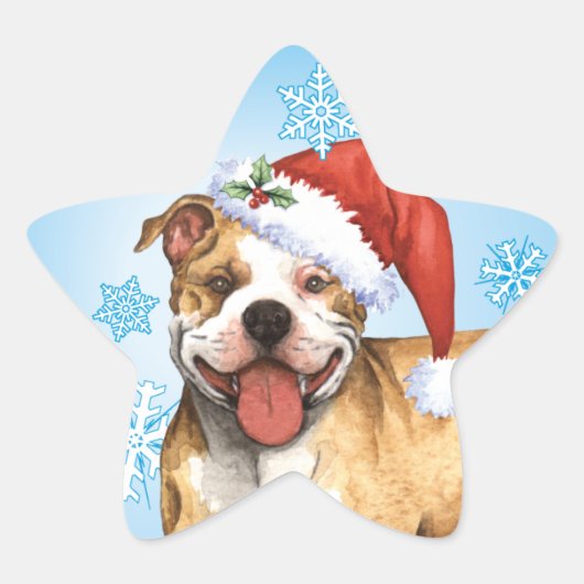 Sticker Étoile Happy Howliday Pit Bull Terrier (Devant)