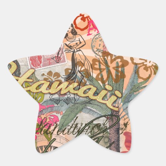 Sticker Étoile Hawaii Hula Fleur Voyage Vintage (Devant)