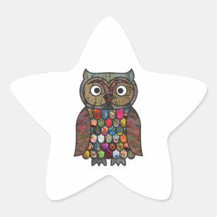 Sticker Étoile Hibou de patchwork