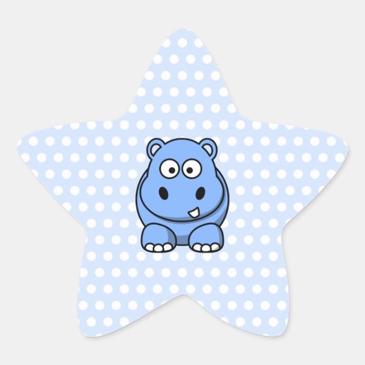 Sticker Étoile Hippopotame Bleu Mignon (Devant)