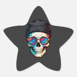 Sticker Étoile Hipster Crânien