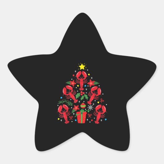 Sticker Étoile Homard Noël Ornament Arbre Drôle Noël Cadeau (Devant)