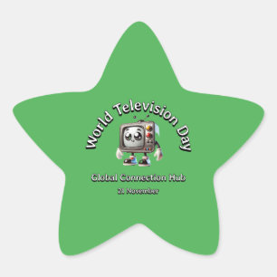 Sticker Étoile Hub de connexion global. Journée mondiale de la té