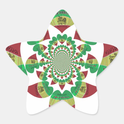 Sticker Étoile I Love Ethiopia Kaleidoscope - Heartfeel Rasta Art (Devant)