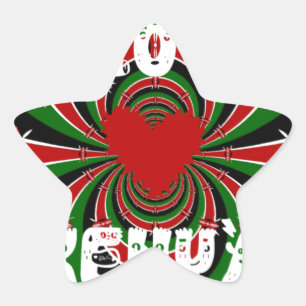 Sticker Étoile I Love Heart Kenya : Dynamic Flag Art