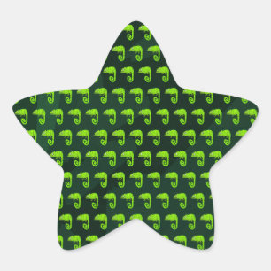 Sticker Étoile Illustration de caméléon vert mignon Reptile tropi