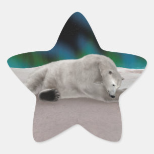 Sticker Étoile Illustration de la nature arctique de l'ours polai