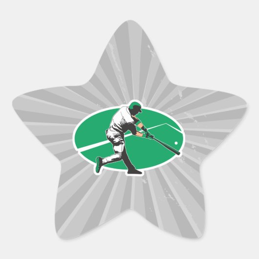Sticker Étoile illustration vectorielle d'un frappeur de baseball (Devant)