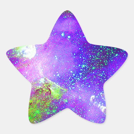 Sticker Étoile image de l'espace Galaxy violet et vert Nebula. (Devant)