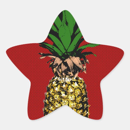 Sticker Étoile Image Newsprint ananas (Devant)