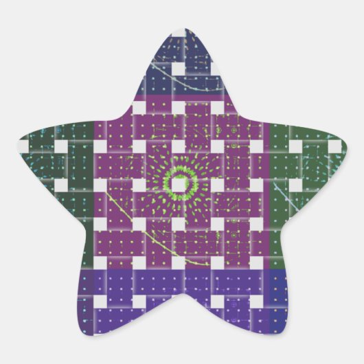 Sticker Étoile Impression À damiers bleu et violet (Devant)