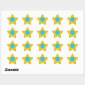 Sticker Étoile Impression Cyan et Gold Mandala Art (Feuille)