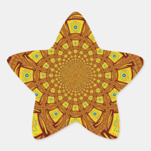 Sticker Étoile Impression d'art Kaleidoscope d'or