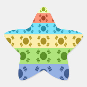 Sticker Étoile Impression d'un drapeau coréen multicolore
