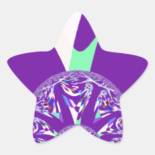 Sticker Étoile Imprimante d'art bleu rétro Cyan Kaleidoscope