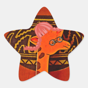 Sticker Étoile Imprimer Casquette Giraffe