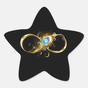 Sticker Étoile Infinité avec plume de paon doré