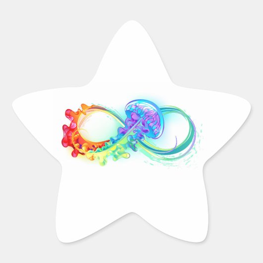 Sticker Étoile Infinity with Rainbow Jellyfish (Devant)