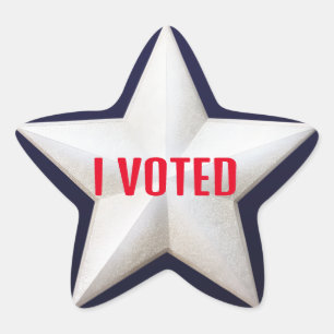 Sticker Étoile J'ai VOTÉ en rouge sur étoile blanche avec frontiè