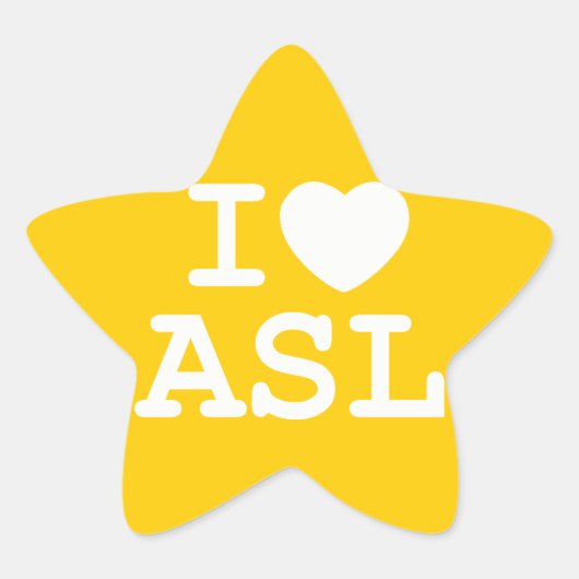 Sticker Étoile J'aime ASL (couleur) (Devant)