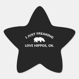 Sticker Étoile J'Aime Juste Freaking Aimer Hippopotames Cadeau