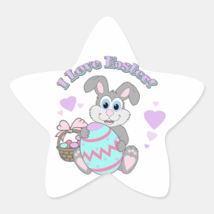 Sticker Étoile J'Aime Pâques ! Lapin de Pâques