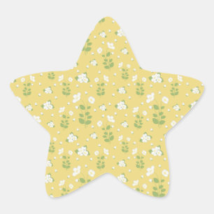 Sticker Étoile Jasmines avec feuilles, motif transparent