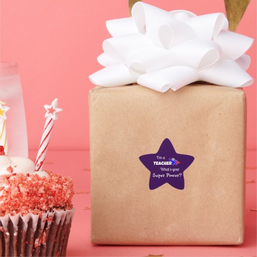 Sticker Étoile "Je suis enseignant. Quel est ton super pouvoir ?" (Fête)