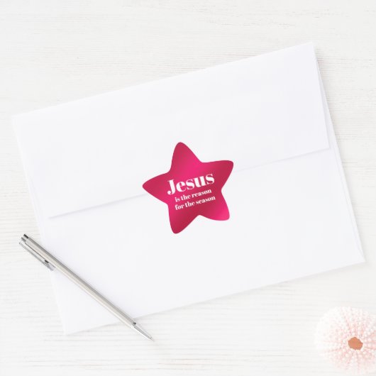 Sticker Étoile Jésus est la raison de la saison Noël rouge (Enveloppe)