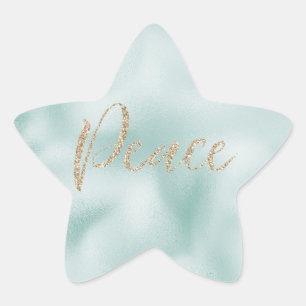 Sticker Étoile Joli Aqua Mint Parties scintillant Glitzy Stripes