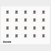 Sticker Étoile Joli Chat Noir avec Café (Feuille)