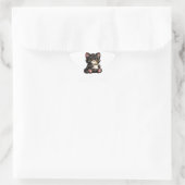 Sticker Étoile Joli Chat Noir avec Café (Sac)