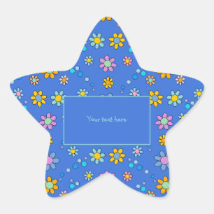 Sticker Étoile Joli fleurs colorées design Signet
