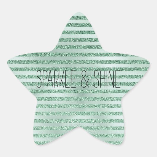 Sticker Étoile Jolie Parties scintillant verte Mint Ombre Stripes (Devant)