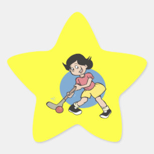 Sticker Étoile Joueuse de fille d'hockey de champ