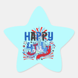 Sticker Étoile Joyeux 14 juillet Feu d'artifice USA-63261