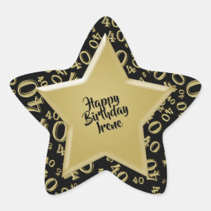 Sticker Étoile Joyeux anniversaire : Or et noir de motif de 40