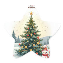 Joyeux Aquarelle de neige Cadeaux d'arbre de Noël