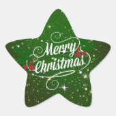 Sticker Étoile Joyeux clin d'oeil vert de Noël. (Devant)