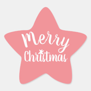 Sticker Étoile Joyeux Noël Corail Rose Moderne