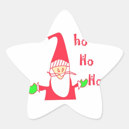 Sticker Étoile Joyeux Noël Joyeux Noël Drôle Père Noël Hohoho (Devant)
