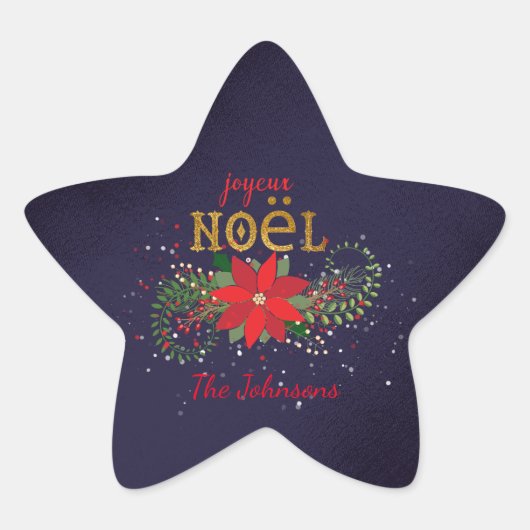 Sticker Étoile Joyeux Noël Joyeux Noel Star Marine Français (Devant)