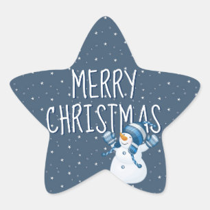 Sticker Étoile Joyeux Noël sur les étoiles et Snowman