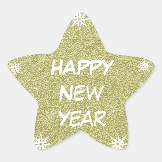 Sticker Étoile Joyeux Nouvel An Gold Parties scintillant Star Sti (Devant)