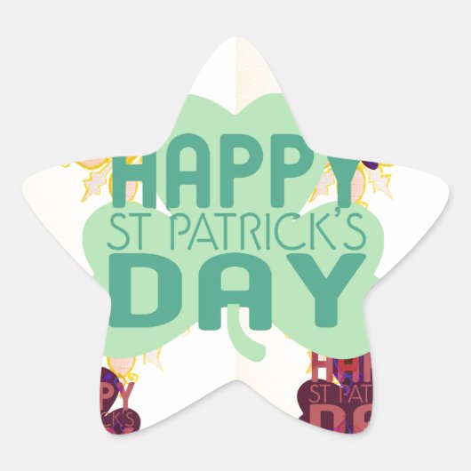 Sticker Étoile Joyeux Saint Patrick's Day Lovely Art Print (Devant)
