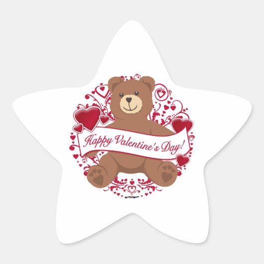 Sticker Étoile Joyeux Valentine ! Teddy bear (Devant)