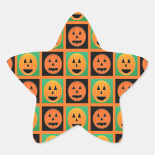 Sticker Étoile Joyeux visage de citrouille Halloween