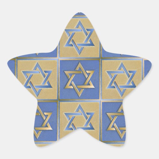 Sticker Étoile Judaica Star de David Metal Gold Blue (Devant)